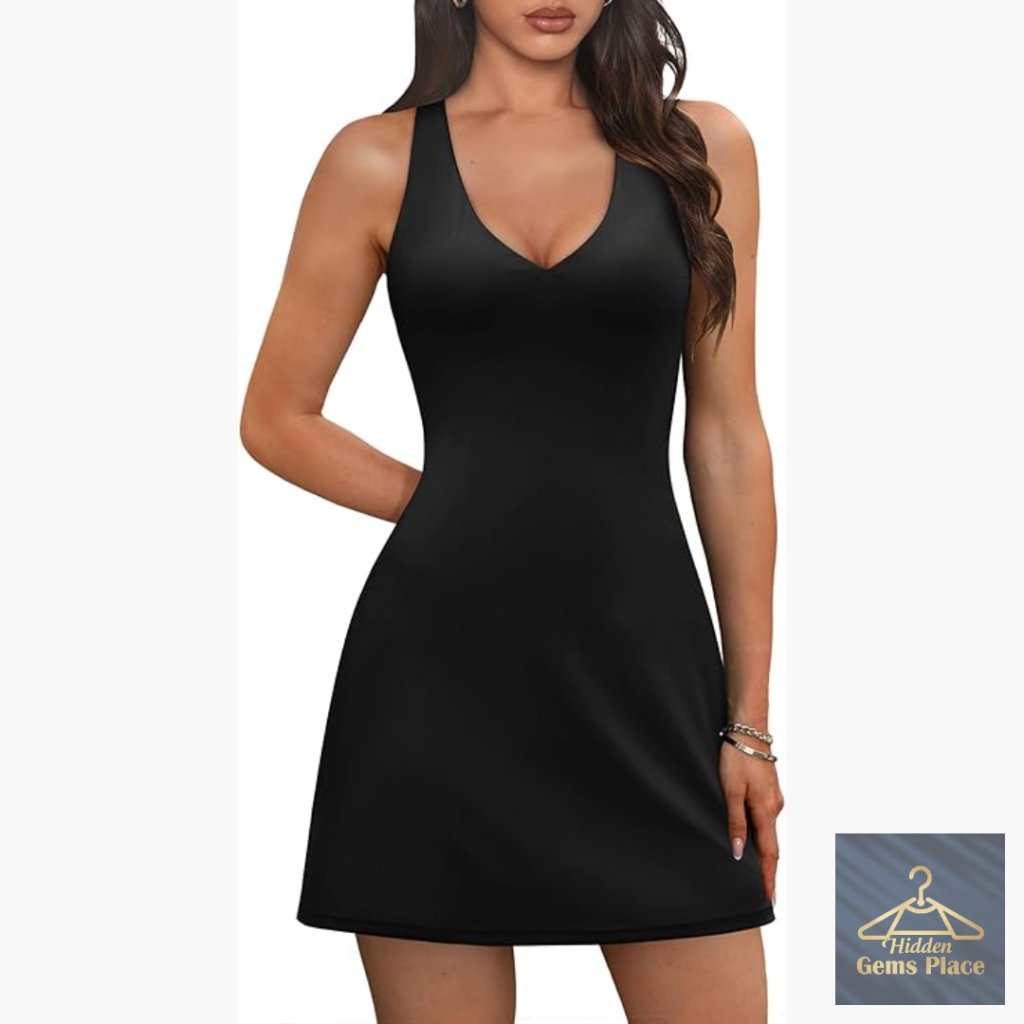 Women's Athletic Dress With Built-In Shorts, Pockets, Adjustable Straps